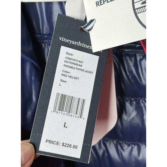 Vineyard Vines Mens New Large Down Winter Jacket Packable Puffer Primaloft - Picture 6 of 9